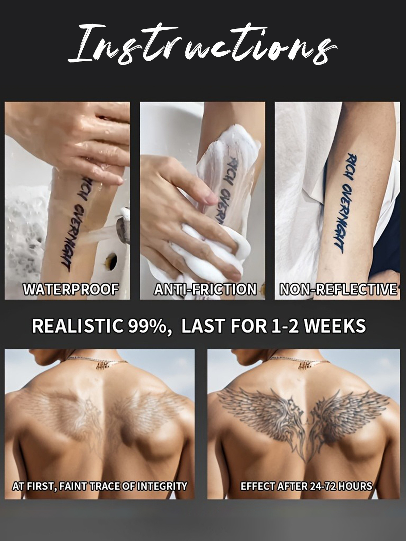 Wing Pattern Waterproof Temporary Tattoo Sticker